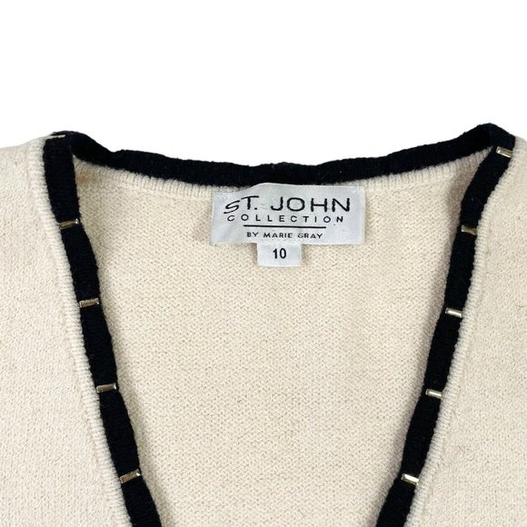 VTG St. John Collection Cream Knit Duster Cardigan Sweater- USA- Womens Size 10 - Picture 2 of 12